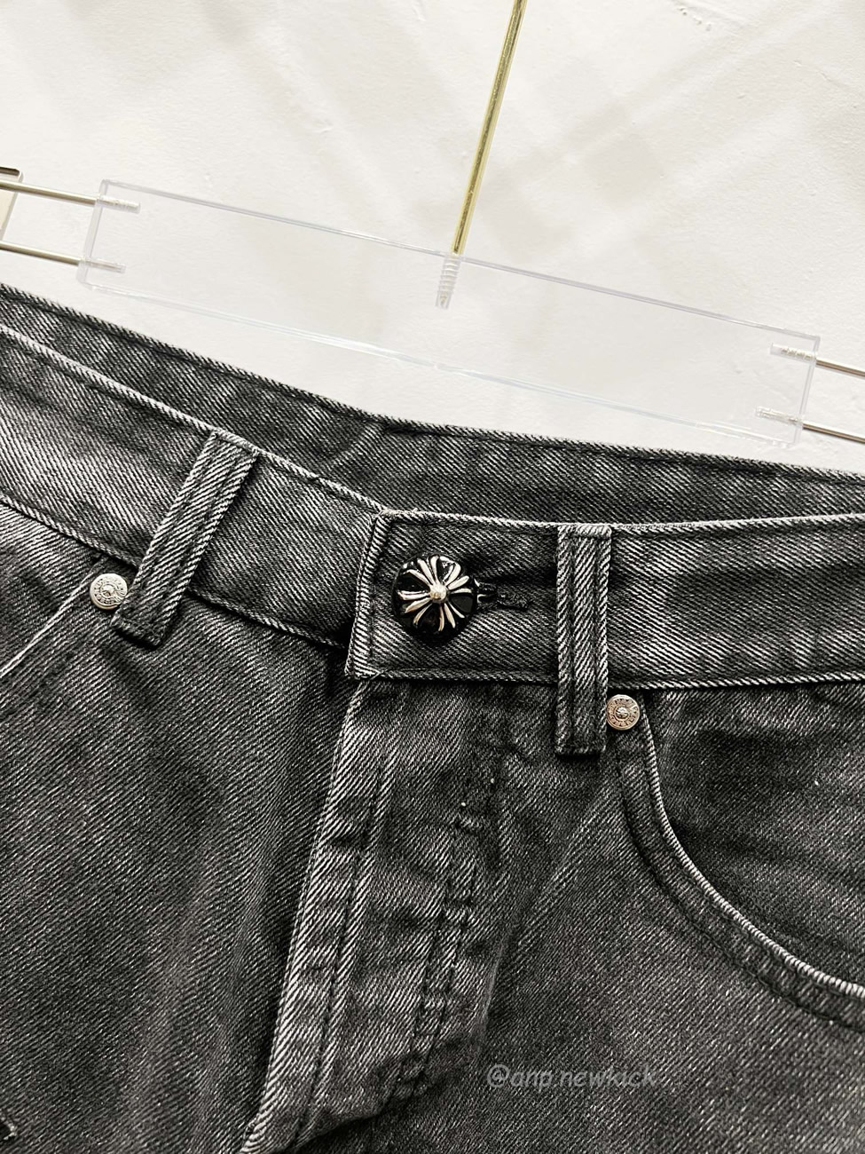 Chrome Hearts Black Grey Silver Cross Patch Jeans (2) - www.newkick.org